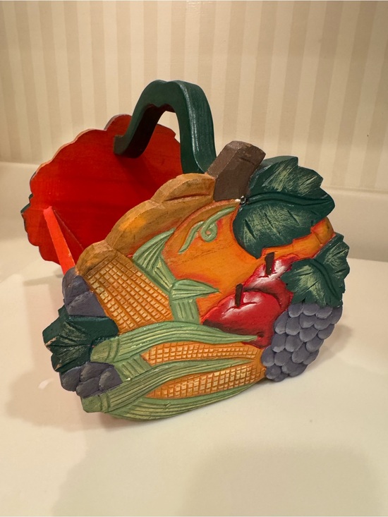 Other - Hand Painted Wooden Fall Harvest Basket